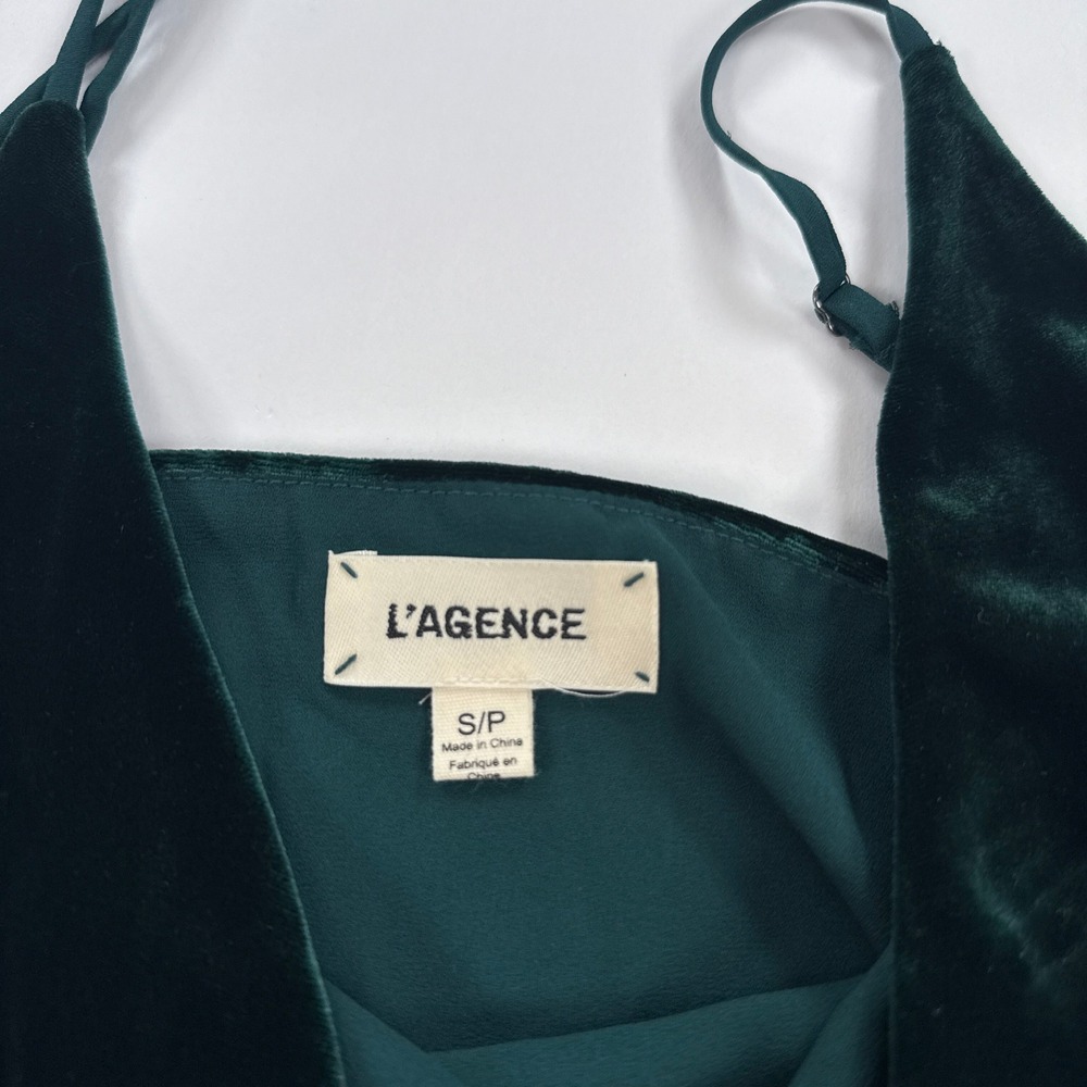 L'AGENCE Womens Cami S Green Jane Silk Velvet Tank Top Luxe Minimalist Night Out - Picture 4 of 10